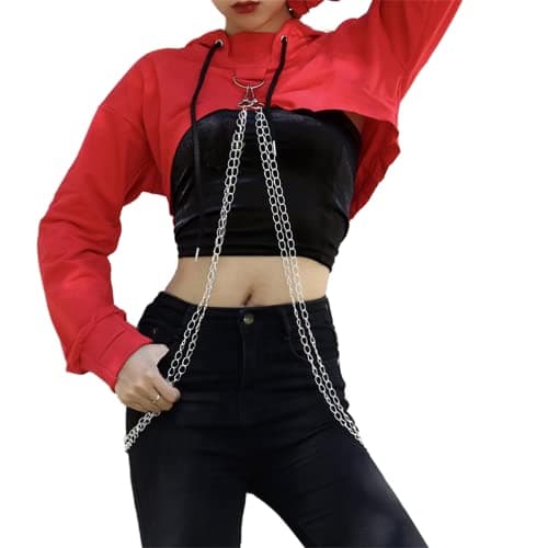 Gothic Punk Hoodies for Women in Crop Tops Style