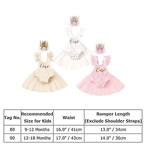 IBTOM CASTLE Baby Girl Boho One-Ruffle Lace Romper Tutu Dress for 1st Birthday Photoshoot