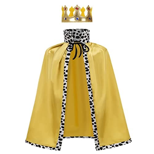 Yolsun Kids King Robe with Crown for Boys Halloween Cosplay