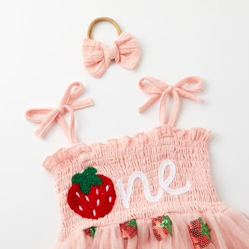 DLLYING Baby Girl Summer Smocked Fairy One-Piece Tulle Dress + Headband