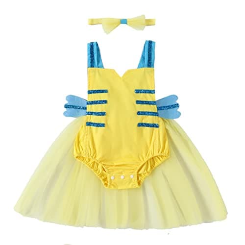 IBTOM CASTLE Baby Girl Boho One-Ruffle Lace Romper Tutu Dress for 1st Birthday Photoshoot