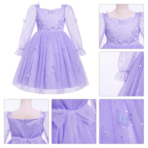 Girls Birthday Princess Dress with Sparkle Butterfly Stars