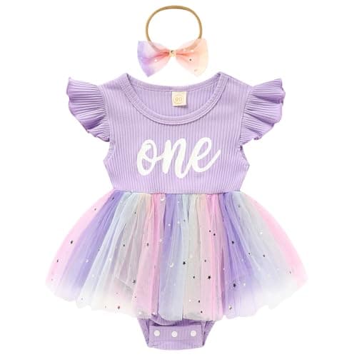 GRNSHTS Baby Girl 1st Birthday Romper & Headband for Princess Photo Shoot