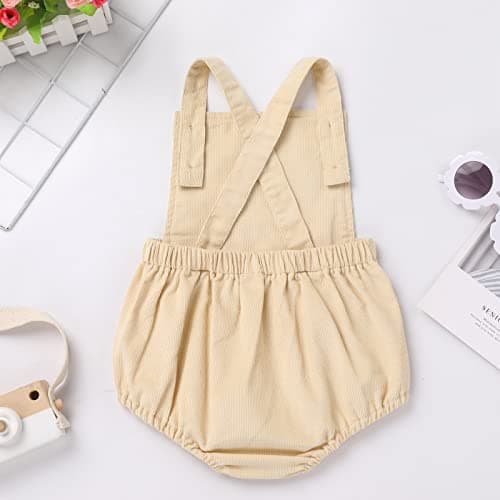 IMEKIS Boho Backless Overalls Romper for Baby 1st Birthday Cake Smash Photo