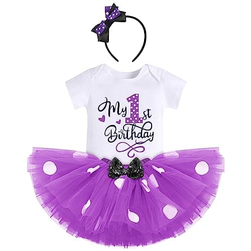 IBTOM CASTLE Polka Dots Romper Tutu Dress for Baby Girls Birthday Outfit