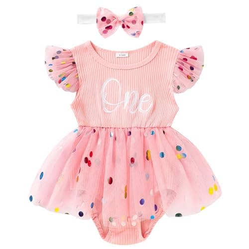 GRNSHTS Baby Girl 1st Birthday Romper & Headband for Princess Photo Shoot