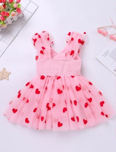IMEKIS Pink Heart Strawberry Tulle Dress for Baby Girl Birthday Shoot