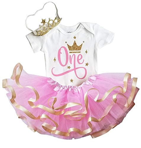 Luke and Lulu Girl's 1st Birthday Princess Crown Tutu Outfit