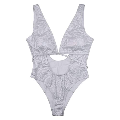 JUMISEE Women's Holographic Snakeskin Wrap Swim Suit