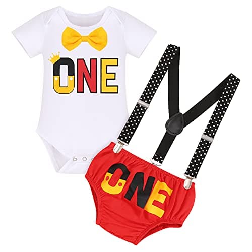 IBTOM CASTLE Baby Boys First Birthday Cake Smash Outfit Gentleman Tuxedo Clothes Set