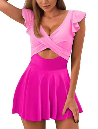 IMEKIS Women's Tummy Control Swim Dress