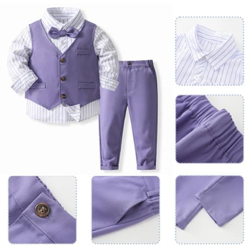 IMEKIS Toddler Baby Boy Christening Outfit Gentleman Tuxedo Suit