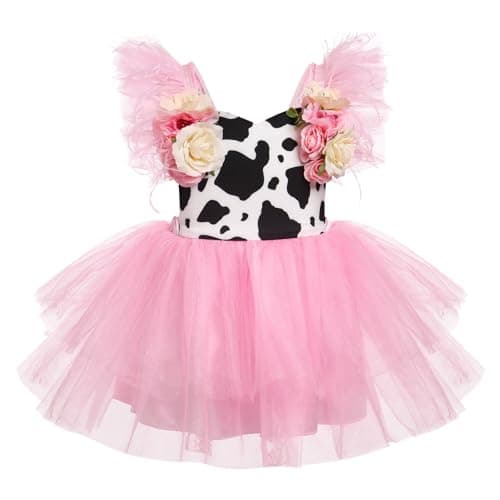 Boho Cow Birthday Outfit for Toddler Girls: Tutu Dress with Headband for Cake Smash Photos