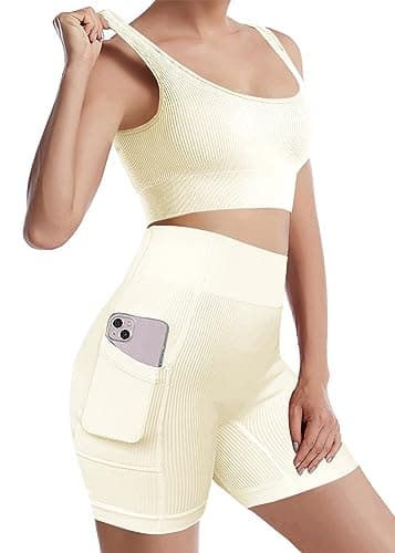 Niyokki Women's Seamless Crop Tops & Leggings Workout Set