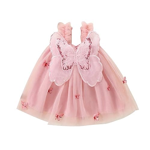 ZINTAOZT Toddler Butterfly Wings Sleeveless Skirt Birthday Party Tutu Dress