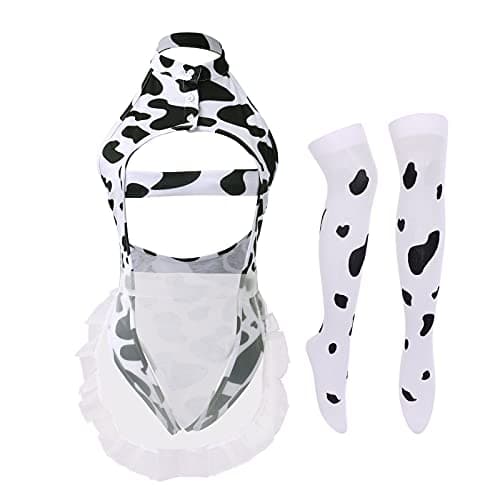 IMEKIS Women's Anime Cow Maid Lolita Cosplay Kawaii Costume Set