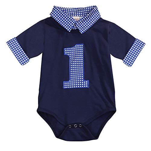 Baby Boy First Birthday Plaid Romper Jumpsuit