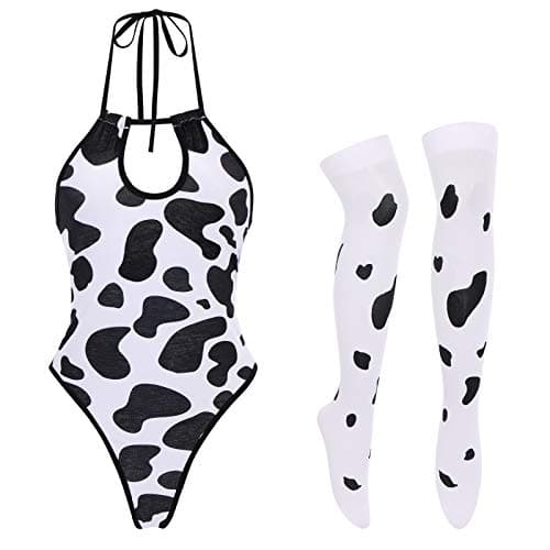 IMEKIS Women's Anime Cow Maid Lolita Cosplay Kawaii Costume Set