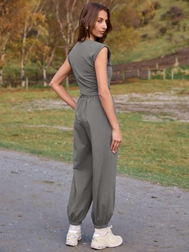 Glamaker Women's Two-Piece Athletic Set Casual Workout Tops & Sweatpants