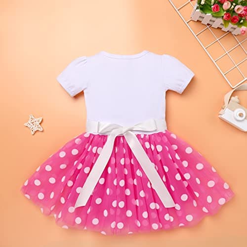 Baby Girls Polka Dots Dress Headband for Birthday Outfit and Cake Smash