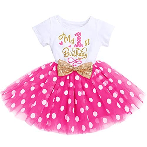 IMEKIS Baby Girls Polka Dots Tulle Tutu Dress for 1st 2nd Birthday Party