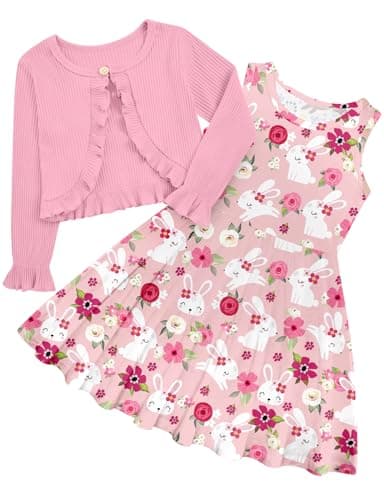 Goodstoworld Toddler Girl Fall Outfits: Sleeveless Dresses & Long Sleeve Cardigan 2-8T