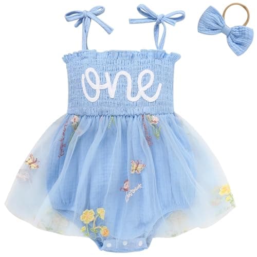 TITKKOP Baby Girl 1st Birthday Tulle Romper Sleeveless Bodysuit