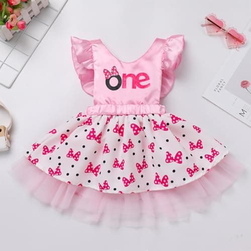 IMEKIS Toddler Cow Print Dress & Headband for 1st Birthday Cake Smash
