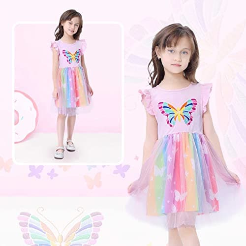 VASCHY Cute Ruffle Tulle Dress for Girls, Toddler to Big Kid Size 2-10T