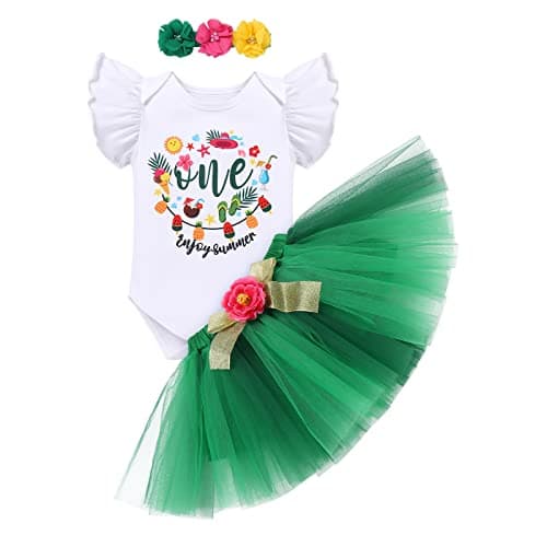 IMEKIS Pineapple 1st Birthday Outfit: Baby Flamingo Luau Tutu Hula Skirts