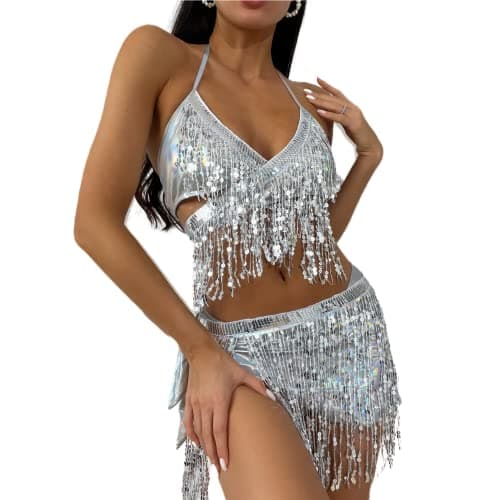 JUMISEE Women's Neon Hologram Strappy Bikini for Rave Party