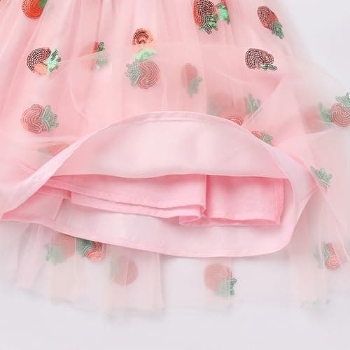 IMEKIS Kid's Strawberry Birthday Tulle Dress for 1-6T Pageant Parties