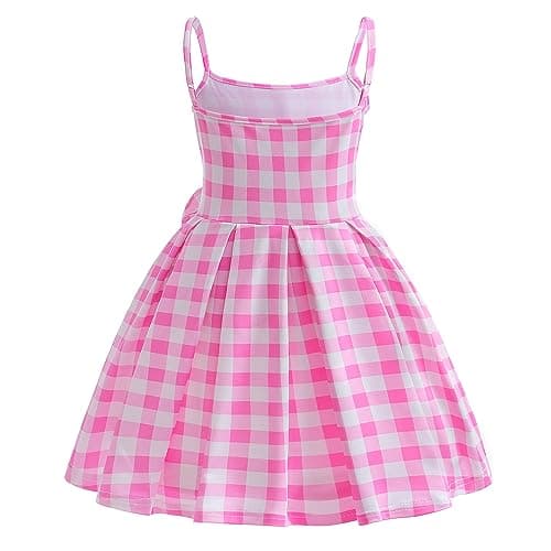 IMEKIS Vintage Pink Gingham Dress for Girls Halloween Costumes & Birthday Outfits