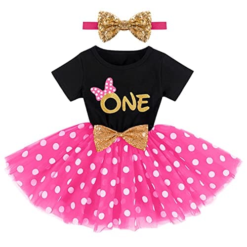 IMEKIS Baby Girls 1st & 2nd Birthday Outfit with Dress & Tutu Set