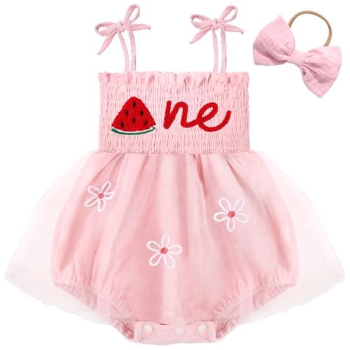 HONGTEYA Baby Girl 1st Birthday Outfit Lace Romper Summer Dress