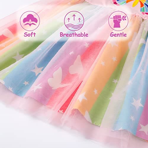 VASCHY Cute Ruffle Tulle Dress for Girls, Toddler to Big Kid Size 2-10T
