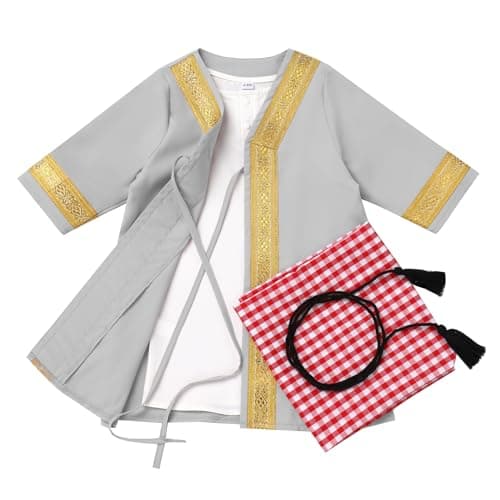 Newborn Baby Boys Muslim Abaya Set with Hijab Dubai Golden Kaftan