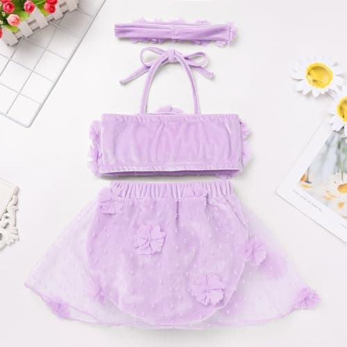 Newborn Baby Girl 1st Birthday Outfit: Boho Flower Halter Top with Tulle Bottoms