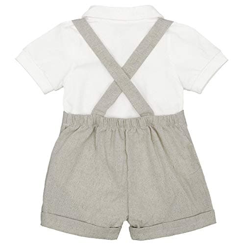 IMEKIS Baby Boy Baptism Outfit with Bowtie and Suspenders