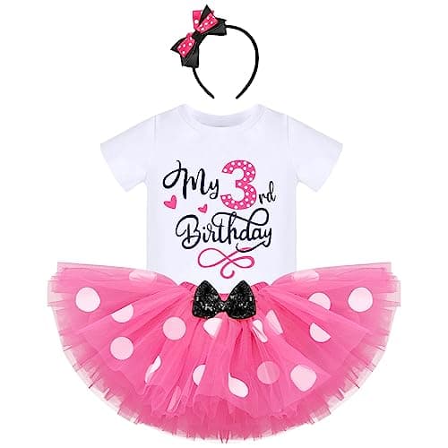 IBTOM CASTLE Polka Dots Romper Tutu Dress for Baby Girls Birthday Outfit