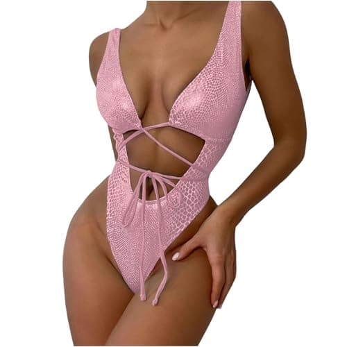 JUMISEE Women's Holographic Snakeskin Wrap Swim Suit