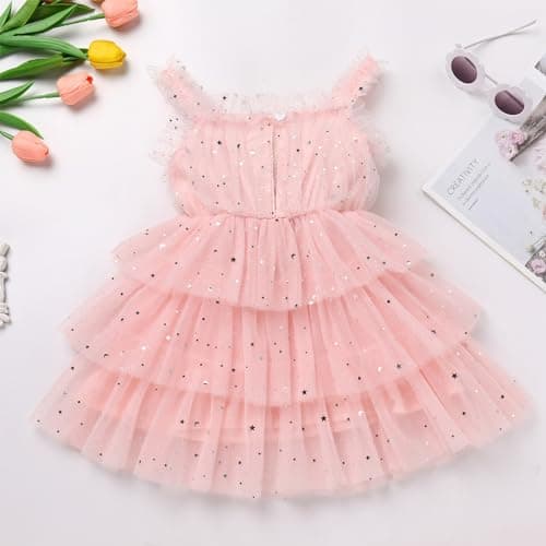 IMEKIS Toddler Sequin Stars Birthday Tutu Dress for Smash Photo Shoot