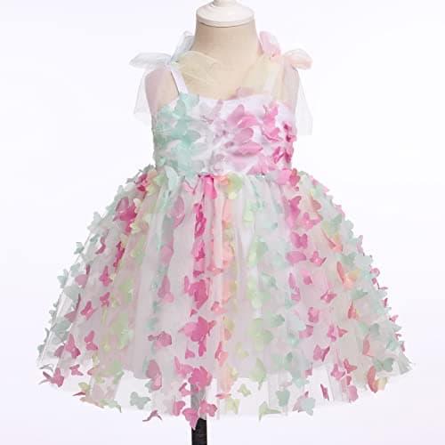 ODASDO Toddler Bowknot Spaghetti Straps Tulle Tutu Birthday Dress