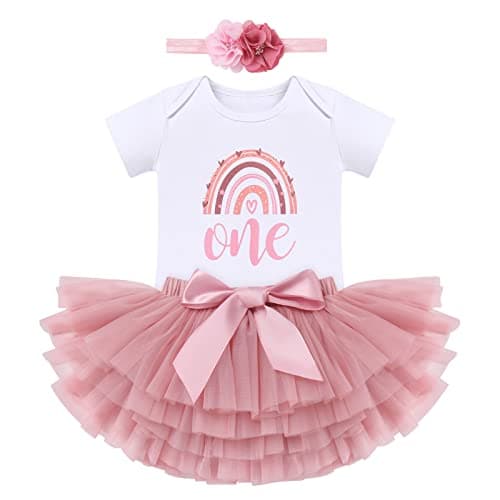 ODASDO Boho Rainbow Birthday Cake Smash Outfit Set