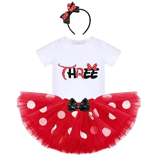 IBTOM CASTLE Polka Dots Romper Tutu Dress for Baby Girls Birthday Outfit