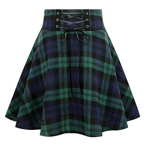 IDEALSANXUN Women's High Waist Gothic Plaid Mini Skirts