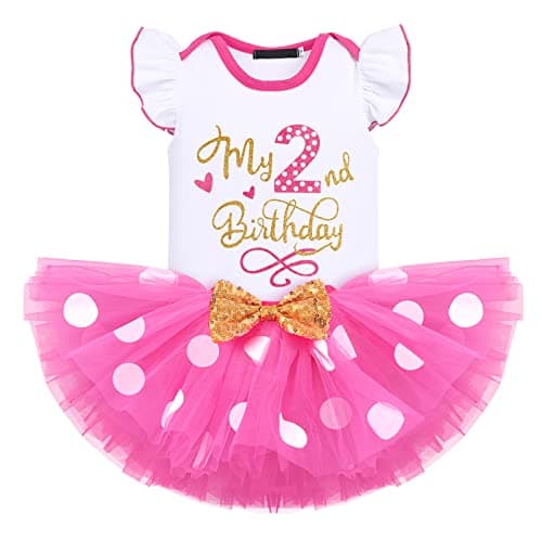 Baby Girl Birthday Outfit Set: Romper Top, Polka Dots Tutu Skirt, Headband