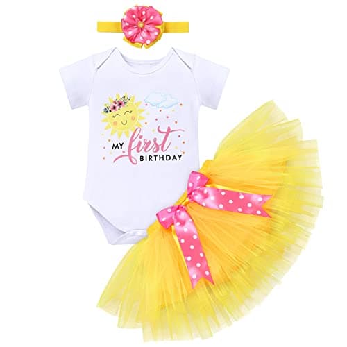ODASDO Sunnyc Birthday Tutu Outfit for 1Y Old Girls Party Set