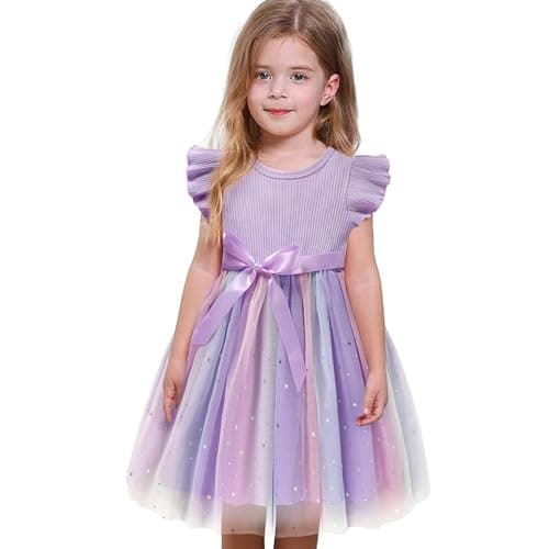 Sinhoon Toddler Girl Tulle Summer Ruffle Dresses 1-6Y