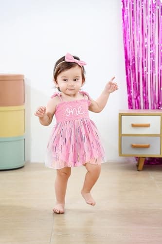 Cute 1-Year-Old Tulle Romper for Baby Girl Birthday Cake Smash